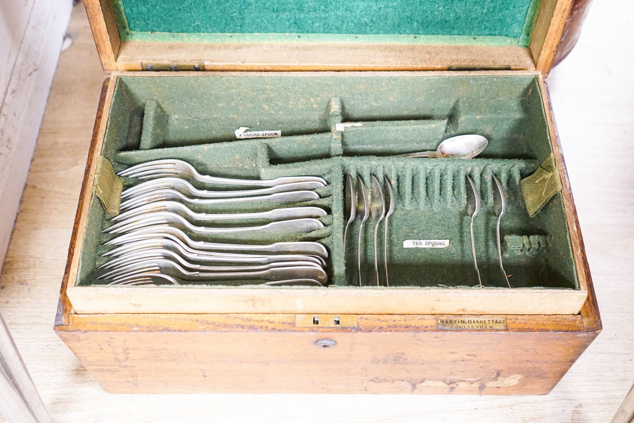 A canteen of matched mainly Georgian silver cutlery